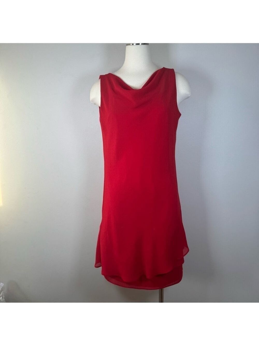 Algo  Vintage Scarlet Sleeveless Cowl neck Mini Dress size 12